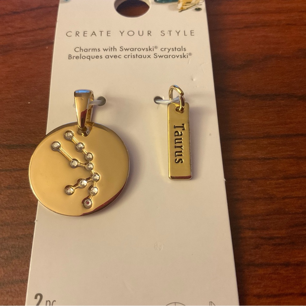 Swarovski crystal two piece charms Taurus sign for bracelet necklace crafts